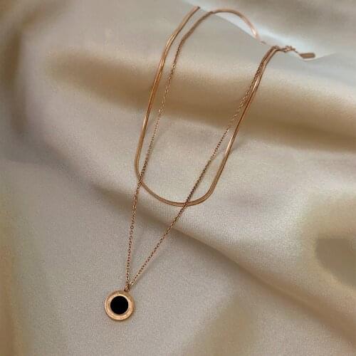 Titanium steel New fashion jewelry 2 layer Roman numerals choker snake necklace nice gift for women girl