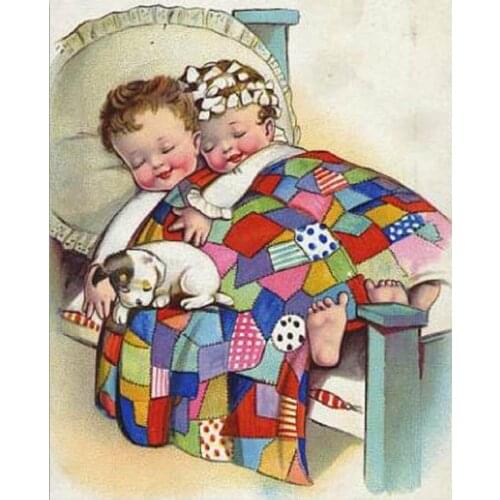 Baby Sleeping 5Diy Square/Round Daimond Painting Cross Stitch Cartoon Child Full Diamond Mosaic Children Diamond Embroidery Dog