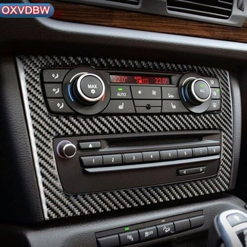 For BMW E84 X1 2011-2015 Car Accessories interior Carbon Fiber Car CD Control Panel Stickers Frame Decorations Refit