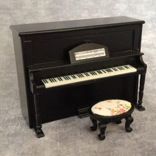 Doub K 1:12 dollhouse wooden furniture toy for dolls white black miniature piano pretend play toys for girls children kids gifts