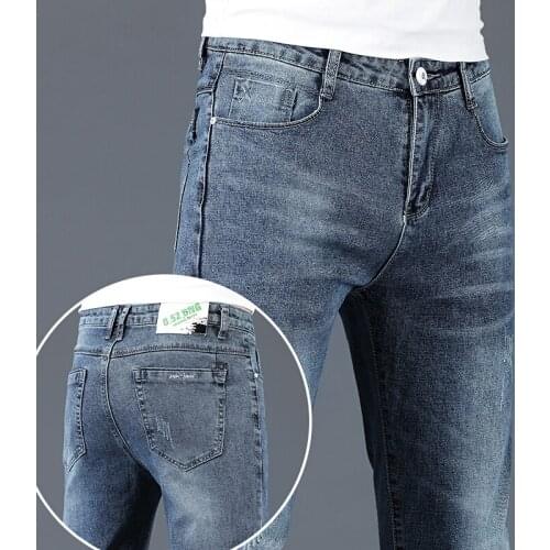 Men Brand Clothing Skinny Jeans Slim Casual Joggers Fashion Elasticity Washing Bleaching Retro Classic Male Denim Pants