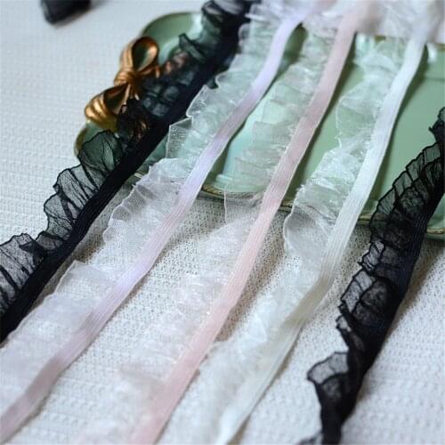 AHYONNIEX 5 Yards Variety Polyester Stretch Elastic Lace DIY Skirt Baby Clothes Home Fabric Decoration Accessories Width 2.2cm