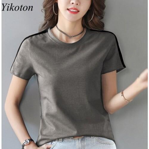 T Shirts Women Top 2021 Summer New Ladies Cotton Loose O-Neck Casual Short Sleeve Oversized T-shirt Female Bottoming Shirt Blusa