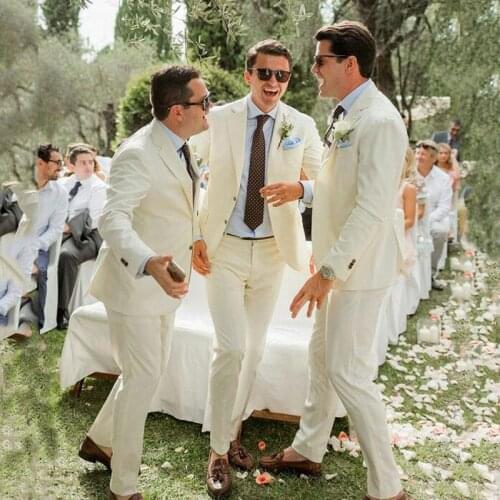Men Suit Summer linen Man Suits Pants Man Attire Groom Tuxedo Slim Fit Terno Masculino Best Male Wear Homecoming Party 2 Pieces