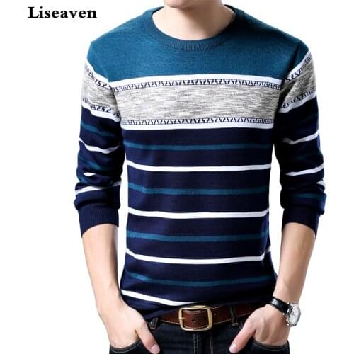 Liseaven Brand Casual Sweater O-Neck Slim Fit Knitting Mens Sweaters And Pullovers Men Pullover