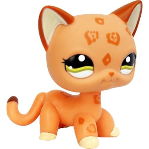 LPS CAT pet shop toys Rare animal standing short hair cat #1120 orange spotted leopard cheetah kitty child gifts