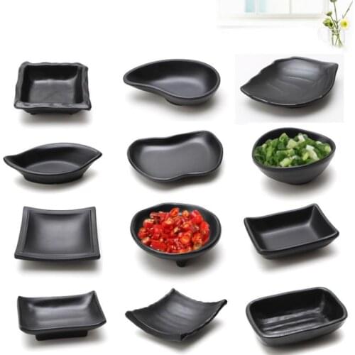 Melamine Black Dipping Soy Sauce Dishes Sushi Wasabi Doufu Snack Plate Japanese Restaurant Dining Dinnerware SN1208