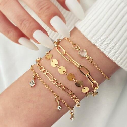 Boho Mixed Leaves Geometric Tassel Crystal Infinity Pentagram Shell Multi-Layer Chain Bracelet Women Wholesale