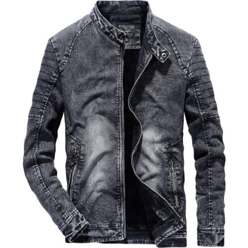 TANG 2019 Denim Jackets Men Slim Fit Solid Color Casual Mens Jeans Coat 2019 Fashion Vintage Clothes for Men Black Blue