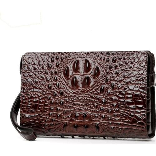 Male Crocodile pattern clutch bag Genuine leather password lock anti-theft wallet mobile phone bag card holder safty wallet