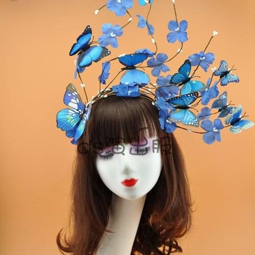 Nightclub Bar Butterfly Headgear Female Singer Party Carnival Atmosphere Headdress Halloween Cosplay Props Outfits DWY4191