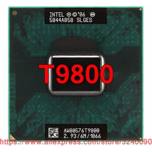 Original lntel Core 2 Duo T9800 CPU (6M Cache, 2.93 GHz, 1066 MHz FSB , Dual-Core) Laptop processor free shipping