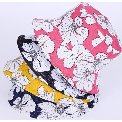 Fashion Flower Autumn Rint Bucket Hat Reversible Fisherman Hat Women Men Outdoor Travel Sun Hat Panama Bucket Cap Hats for Girl