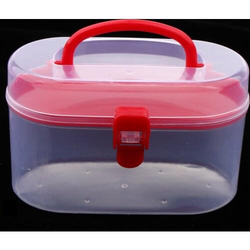 Clear Storage Box Plastic Container Double Layers With Handle Lockable Cap