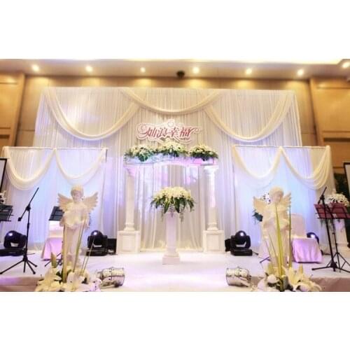 Deluxe White Wedding Background backdrops Large Wedding curtain Triple parts wedding stage background