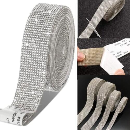 Diy Event Car Phone Decoration Self Adhesive Crystal Rhinestone Diamond Ribbon Decoration Sticker Rhinestones For Arts Crafts