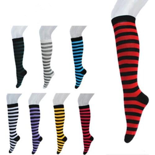 Boots Short Thigh Knee High Socks Colorful Sexy Striped Compression Womens Socks Ladies Girls Fashion Female Over Knee Socks