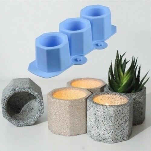 3 Holes Silicone Pot Round Cup Flower Pot Vase Mold Ashtray Cement Mold Aromatherapy Pot Mold Decoration Silicone DIY Candl G2J3