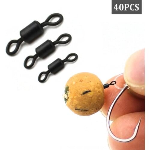 40Pcs Multi Size Micro Carp Fishing Tackle Rolling Swivel Hair Rig Ring Loop Swivel Tear Drop Hair Rigs Carp Fishing Accessories
