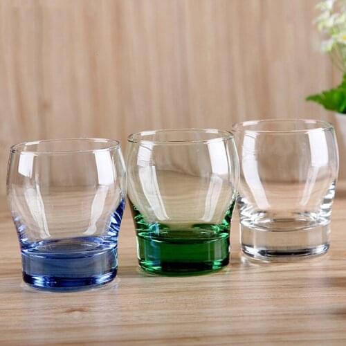 2pc/set Stained glass cup cafe blue cup heat-resistant drum drink cup transparent wine glass beer drinkware
