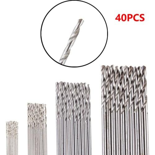40Pcs/Set 0.5mm 0.8mm 1.5mm 2.0mm High Speed Steel HSS Mini Drill Twist Drill Bits Set for Woodworking Plastic And Aluminum