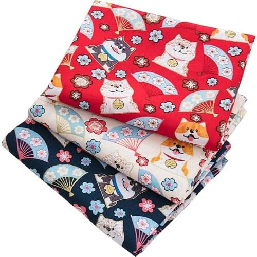 Cotton Dog Fabric Shiba Inu Print Fabric For Sewing Dress And Bags Diy Homemade Material Various Sizes S33-TJ1027
