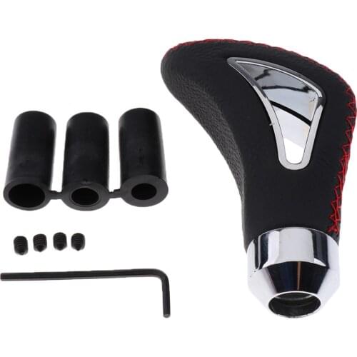 Universal Leather Red Wire Manual Car Gear Stick Shift Knob Shifter