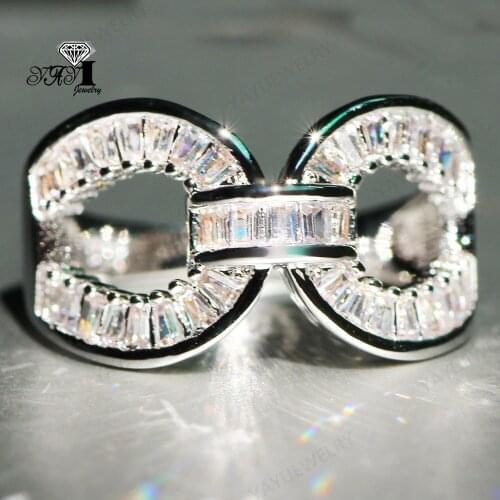 YaYI Jewelry Princess Cut 11CT White Zircon Silver Filled Engagement Rings wedding Heart Rings Valentines Day Girls ring 1068