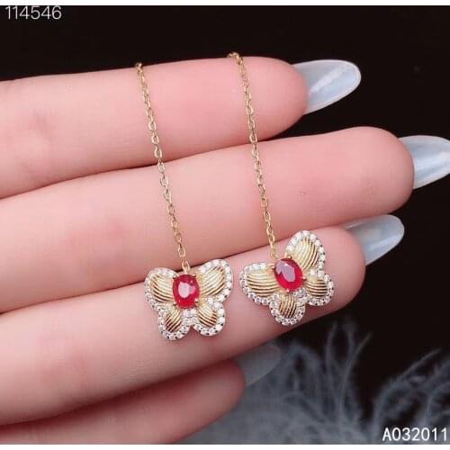 KJJEAXCMY Fine Jewelry 925 sterling silver inlaid natural ruby female new earrings Eardrop elegant support test hot selling