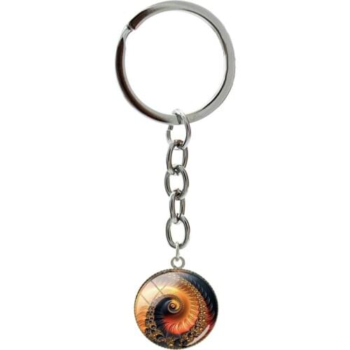 Rotate Floral Patterns Women Bag Keyholders 2021 Chromatic Colour Mandala Flower Glass Dome Key Chains Ornament