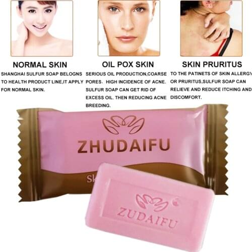 Zudaifu Sulfur Soap Skin Conditions Acne Psoriasis Seborrhea Eczema Anti Fungus Bath whitening soap shampoo soap