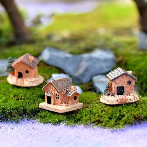 1pc Mini House Villa Miniature Craft Kids Toys Fairy Garden Miniature Resin House Villa Micro Landscape Bonsai Ornament