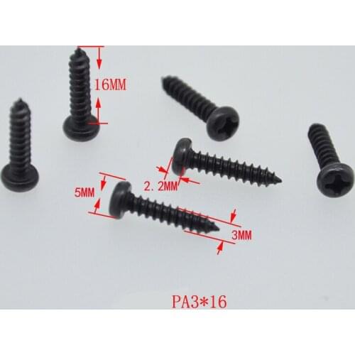 10pcs/lot Speaker-specific fixing screw PA3X16 round head self-tapping Multi-purpose screw connector Black
