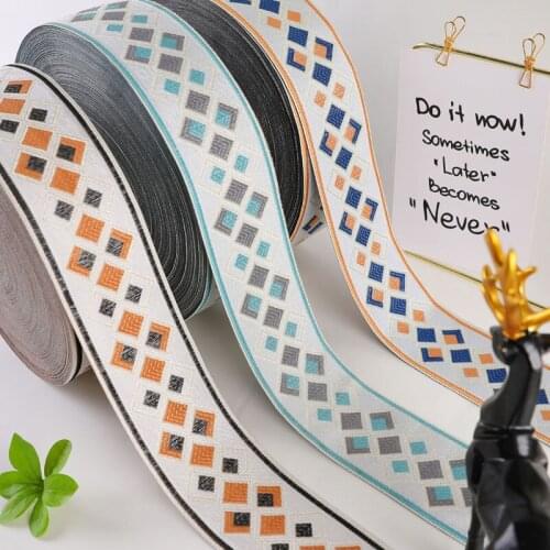 25Yards 6cm Embroidery Lace Woven Jacquard Ribbon Trims Flowers Pattern For Curtain Clothing Straps Accessory DIY Sewing Fabric