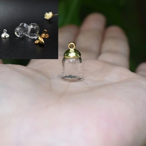 3pcs DIY Cute Milk Bottle Shape Glass Vial With Metal Caps Wishing Bottles Pendants Necklace Jewelry Accessory