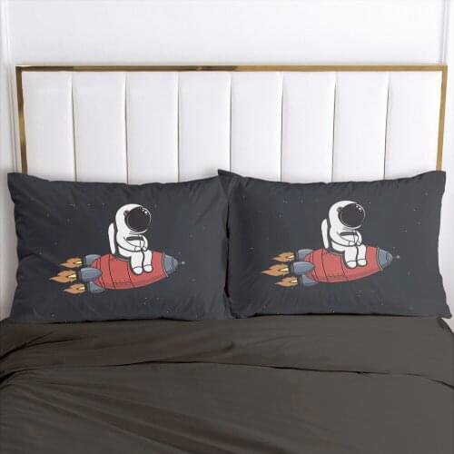 3D Printed Rocket Astronaut 100% Polyester 2 pcs Pillowcase Printed Home Decorative Pillowcse Pillow Cover Decoraion Bedclothes
