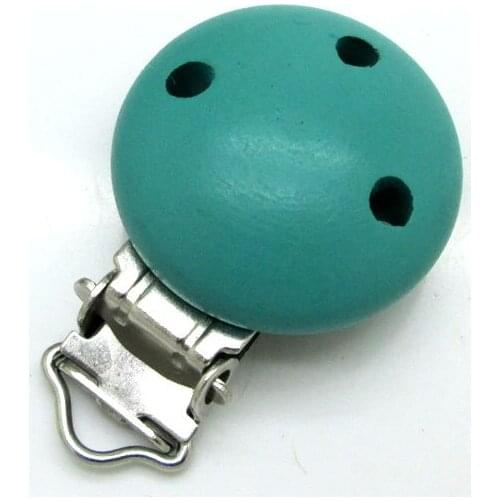 5Pcs Blue Wooden Baby Pacifier Clips Solid Color Holders Cute Infant Soother Buckle Clasps Holders Accessories Diy Tool