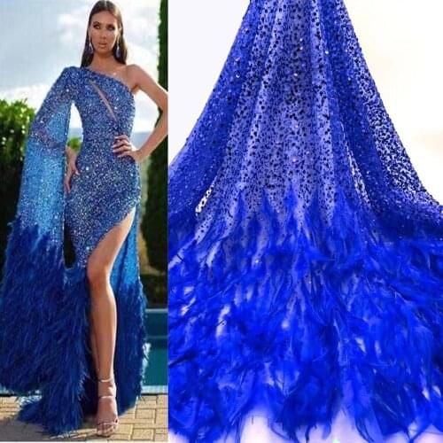 5yards/pc) high quality sequins and tube beads embroidered French net lace with fathers African tulle lace fabric FXZ025