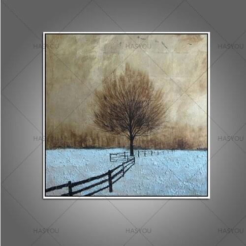 Abstract Scenery Unframed hand painted canvas oil paintings Winter Tree canvas painting for Home Living Room Office Art Picture