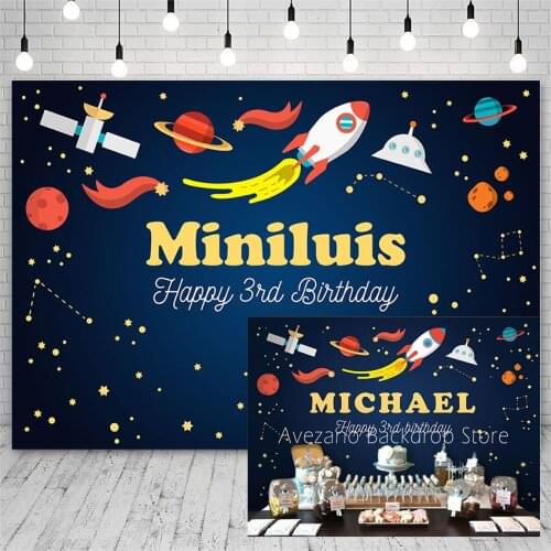 Avezano Backdrop Baby Shower Birthday Party Rocket Universe Space Planet Background Photo Studio Photophone Wallpaper Customized