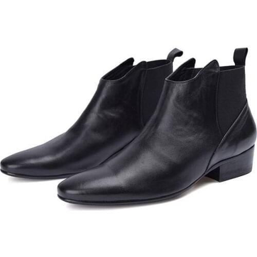 2021 British Zip Boots Genuine Leather Black Gents Suit Shoes Mens Footwear Casual Shoes Fashion Yuppie Ankle Booties Wedding
