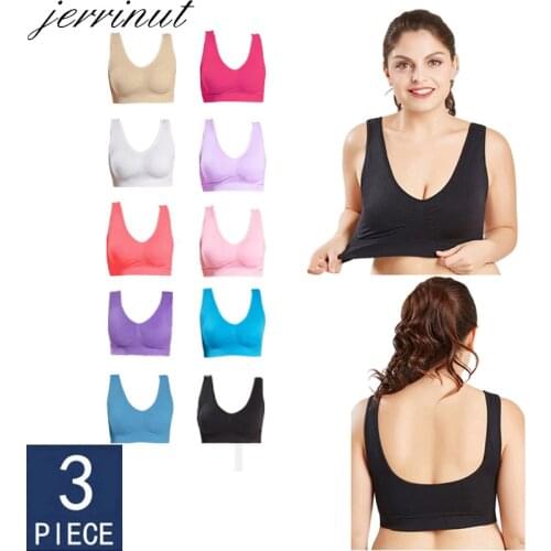 Jerrinut Dropshipping VIP 3PCS/lot Plus Size Bras For Women Seamless Bra Cotton Sports Sleep Active Bralette Women Padded Bra