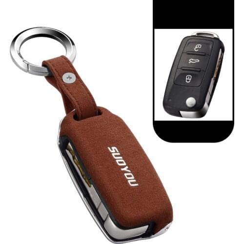 Car Key Case Cover Genuine Leather Galvanized Alloy For Volkswagen MK6 Tiguan Passat Golf 4 5 6 POLO cc bora Skoda