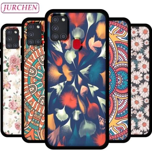JURCHEN Silicone Phone Case For Samsung Galaxy A21S Cute Cartoon Cat Pattern For Samsung A21S A217F A217M A217N TPU Back Cover