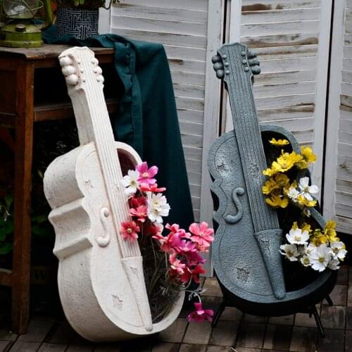 Violin Flower Pot Home Garden Courtyard Decoration Flower Pot Creative Outdoor Plant Pot European Vintage Floor Vase Sculpture