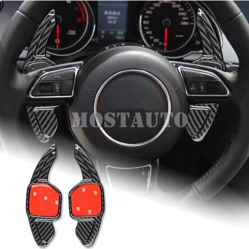 For Audi A3 S3 A4 S4 A5 S5 A6 S6 A7 S7 A8 S8 Q3 Q5 Q7 TT TTS TT-RS Real Carbon Fiber Steering Wheel Paddle Shifter Black/Red