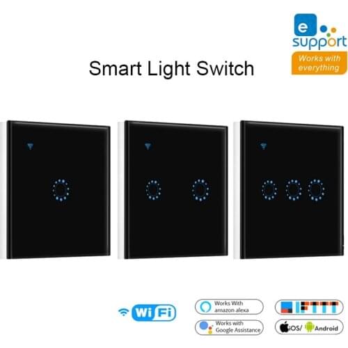 EWeLink WiFi Touch Switch Smart Switch APP Control Wall Light Works with Alexa Google Home EU UK Standard 1 2 3 Gang