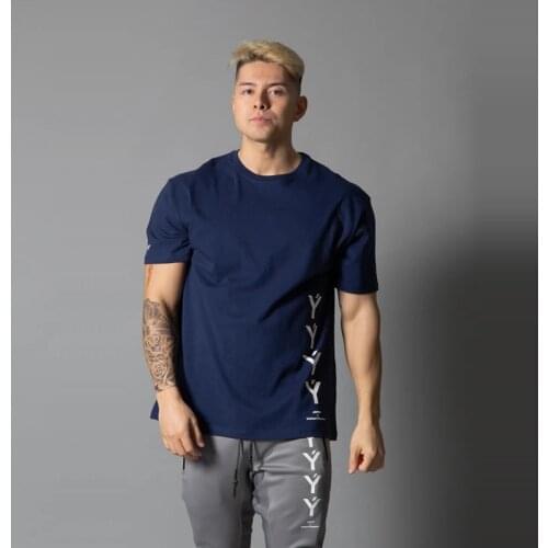 Short Sleeve Sports Fitness Training T-shirt Men, Muscle Summer Running Leisure Cotton