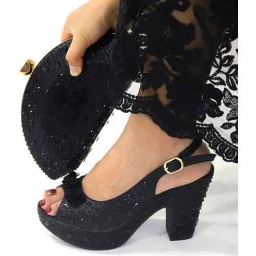 OLOMM Italian Ladies Shoes and Bags To Match Set Decorated with Rhinestone Women Shoes High Heel Nigerian Style Shoes ! TX-9
