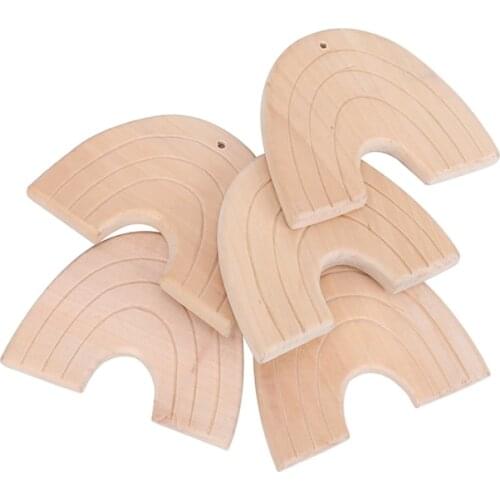 Maple Rainbow Clouds Wooden Teether Customizable Baby Teether Carved Diy Teething Necklace BPA Free Food Grade Teether Pendants